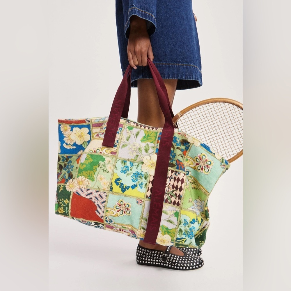 Alemais graphic print tote bag large cotton colorful Vibrant new